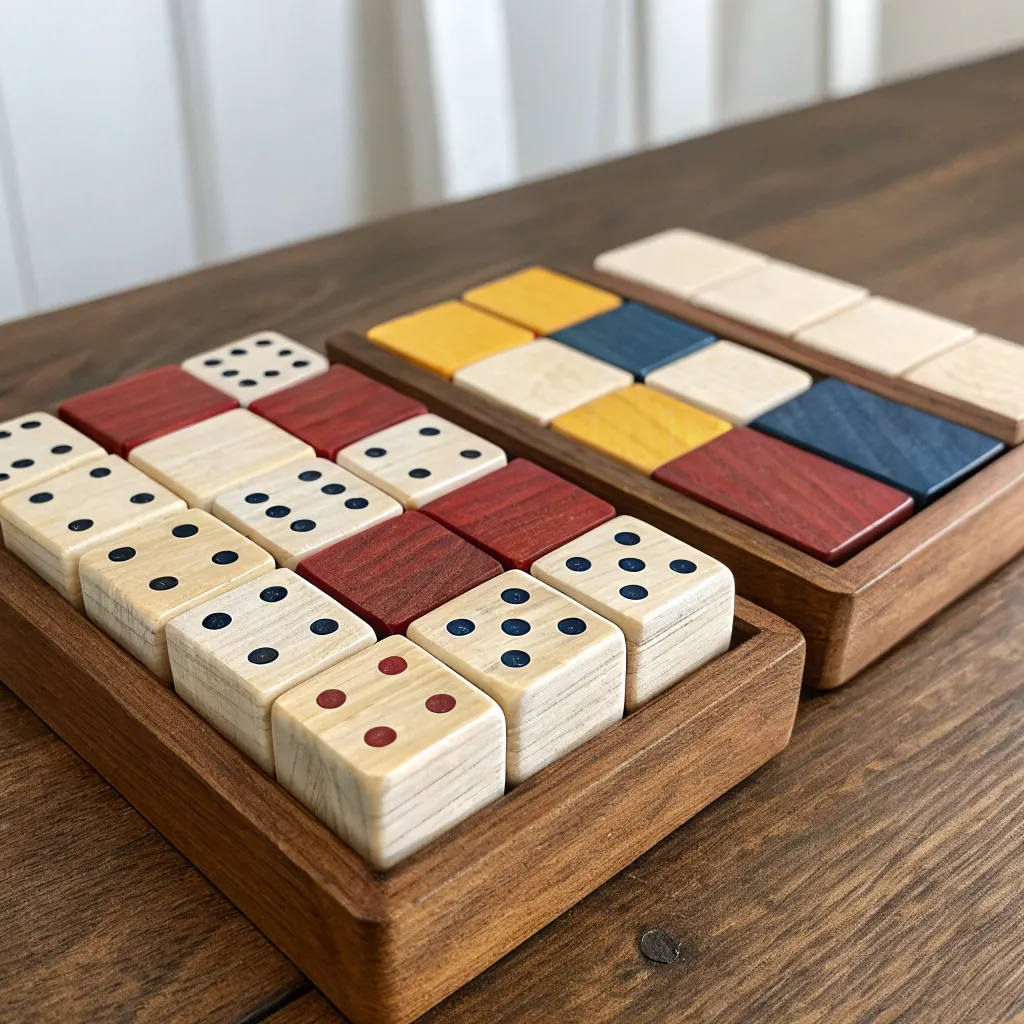Classic wooden blocks set neatly arranged